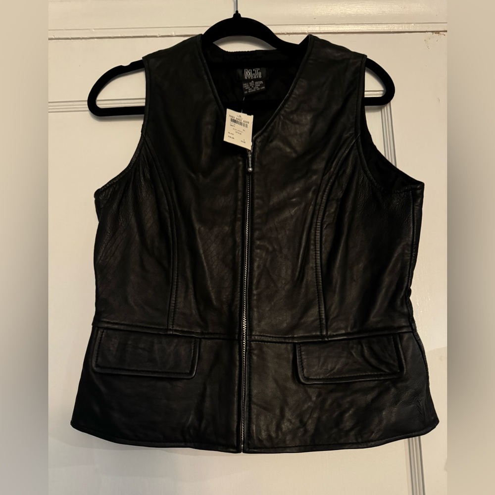 MY Studio Leather Vest Size 4 NWT